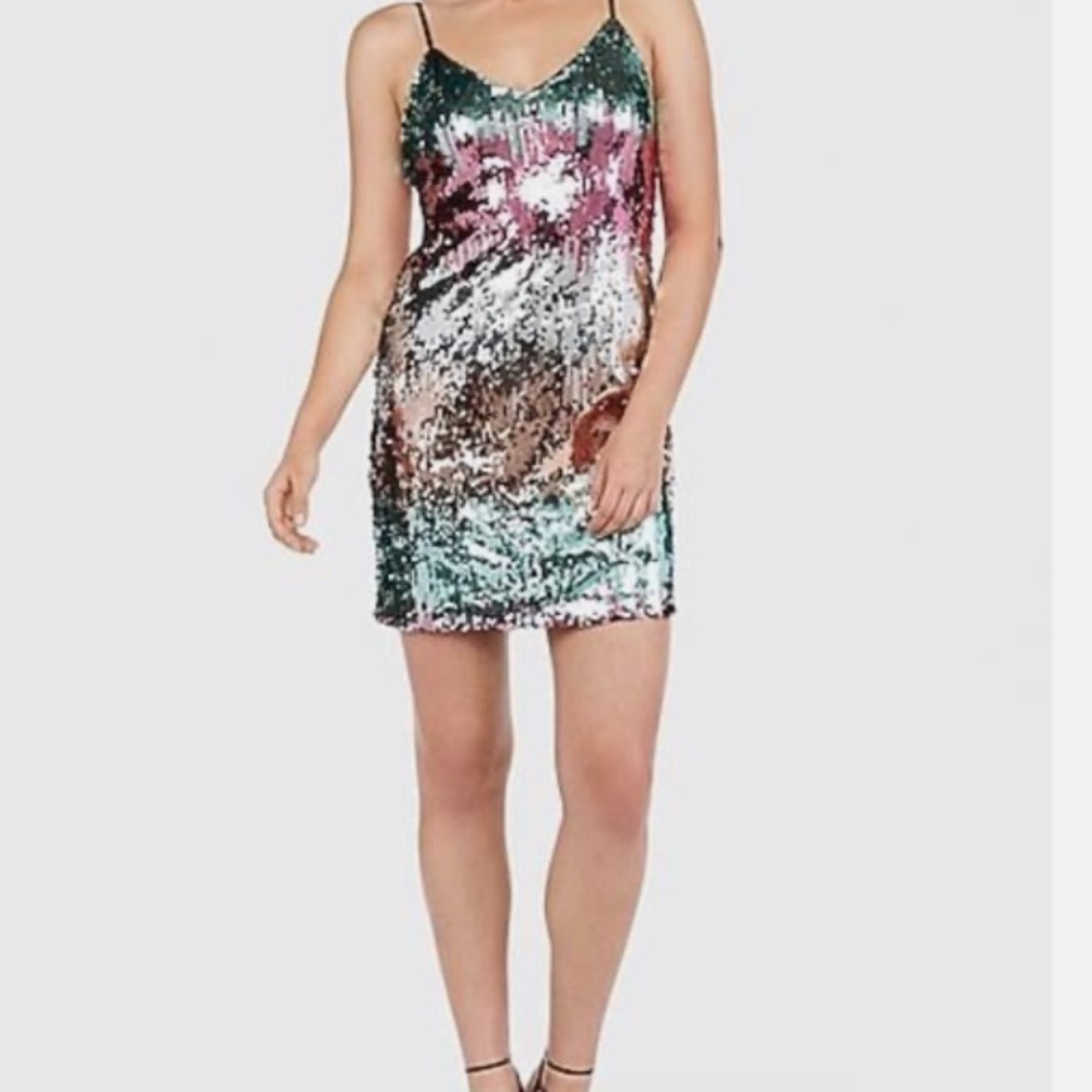 Express multicolor sequin dress